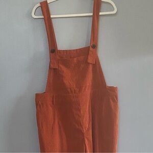 Cider Women’s Rust Orange Corduroy Overalls SZ 0X